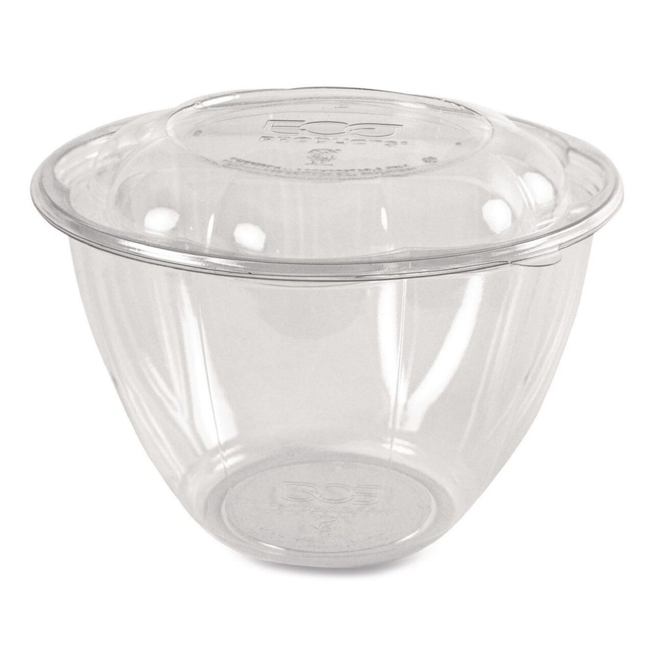 Eco-Products 48 oz. Renewable and Compostable Plastic Salad Bowls with Lids - Clear (150/Carton)
